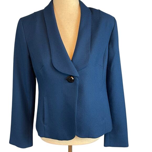 Pendleton Classic 100% Virgin Wool Single Button Lined Blazer Teal Blue Size 6 - Picture 4 of 9